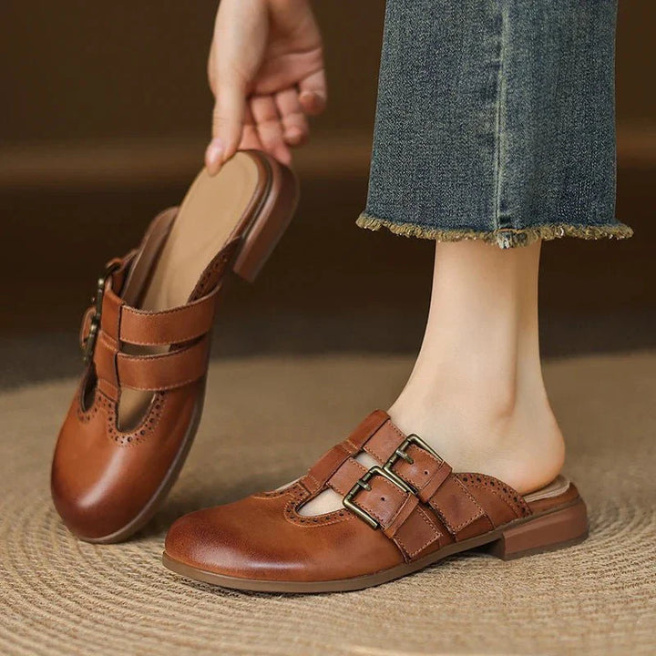 Theodora Mule Heels | Soft Leather, Comfortable Block Heel