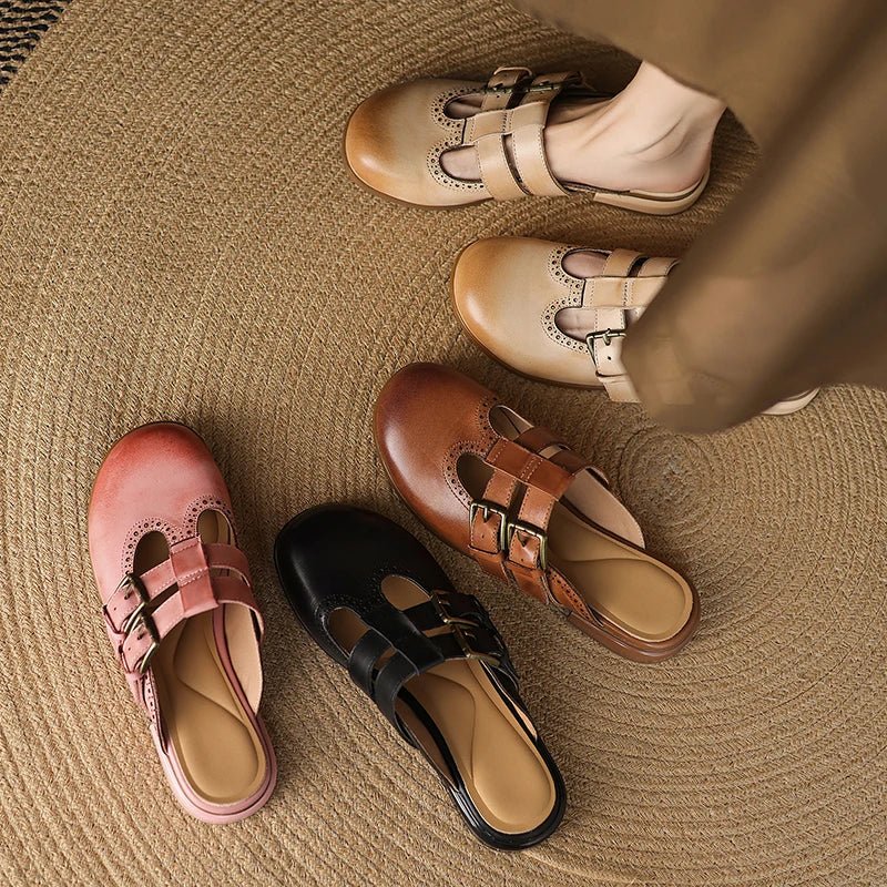 Theodora Mule Heels | Soft Leather, Comfortable Block Heel