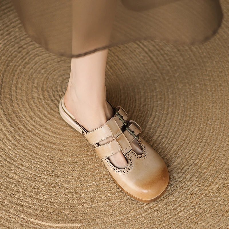 Theodora Mule Heels | Soft Leather, Comfortable Block Heel
