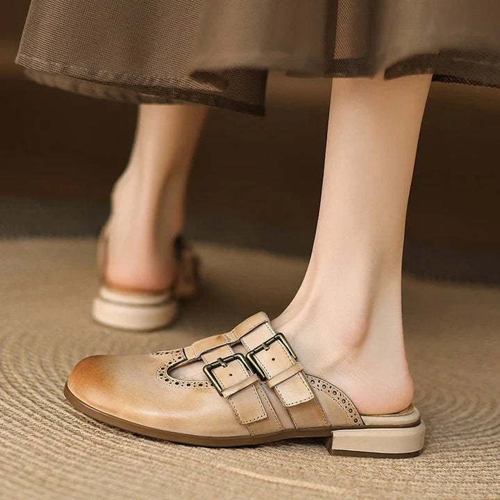Theodora Mule Heels | Soft Leather, Comfortable Block Heel