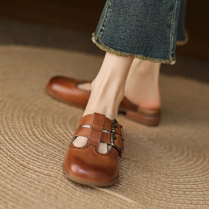 Theodora Mule Heels | Soft Leather, Comfortable Block Heel