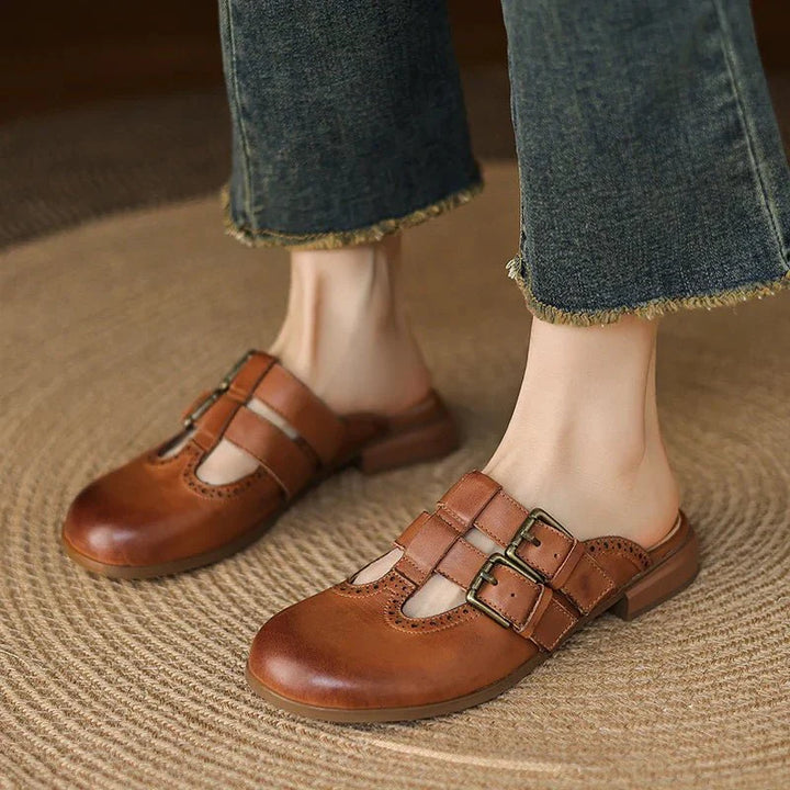 Theodora Mule Heels | Soft Leather, Comfortable Block Heel