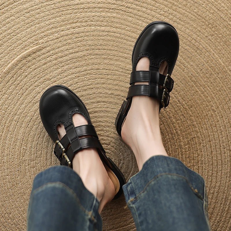 Theodora Mule Heels | Soft Leather, Comfortable Block Heel