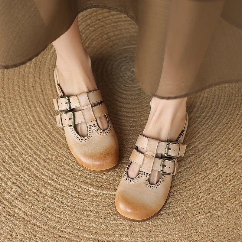 Theodora Mule Heels | Soft Leather, Comfortable Block Heel