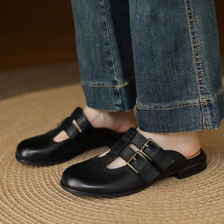 Theodora Mule Heels | Soft Leather, Comfortable Block Heel
