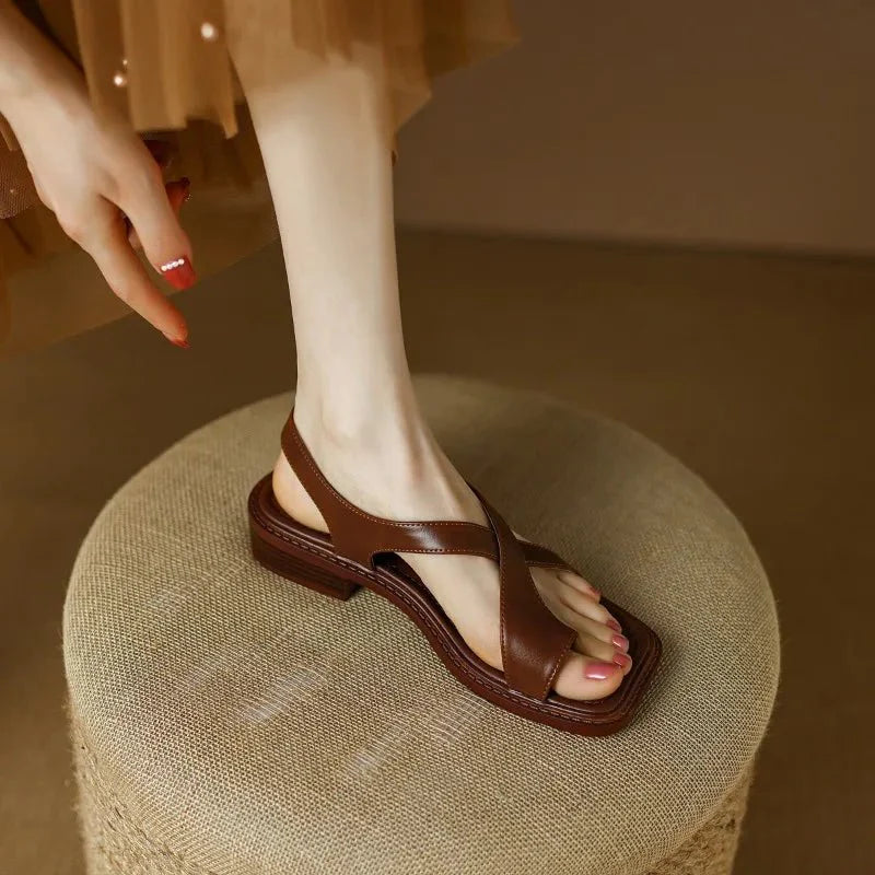 Ivy Cross Sandals | Italian Leather, Orthopedic Cushioned Footbed