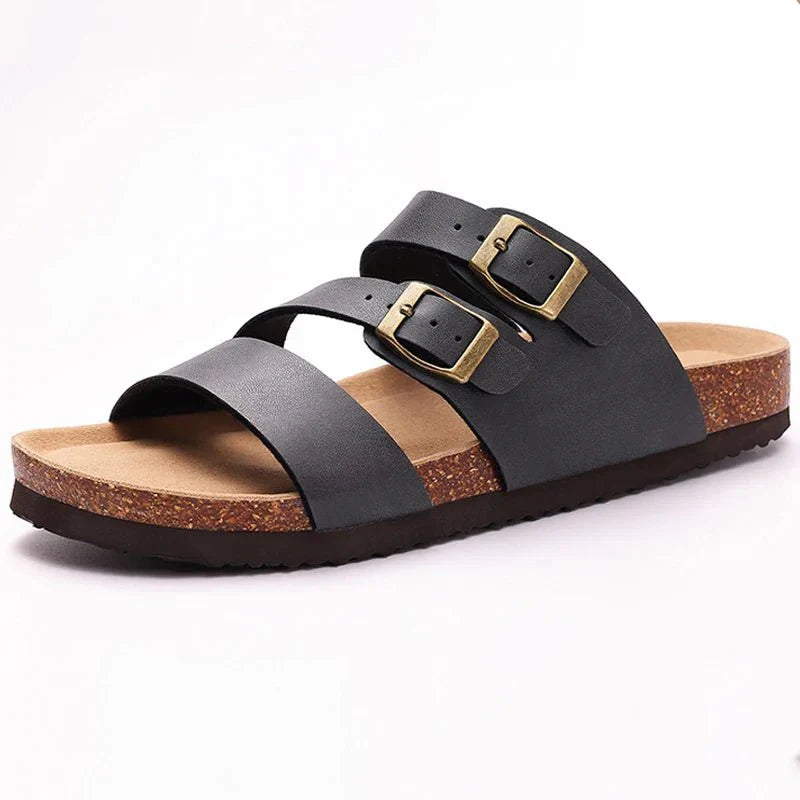 Hex | Nappa Leather Orthopedic Double Buckle Slide