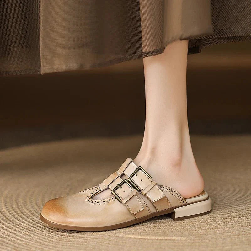 Theodora Mule Heels | Soft Leather, Comfortable Block Heel
