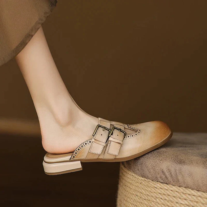 Theodora Mule Heels | Soft Leather, Comfortable Block Heel