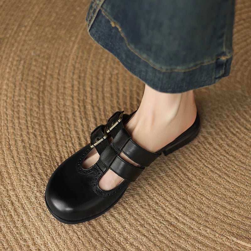 Theodora Mule Heels | Soft Leather, Comfortable Block Heel