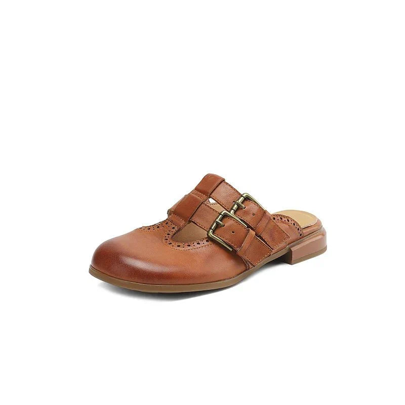 Theodora Mule Heels | Soft Leather, Comfortable Block Heel