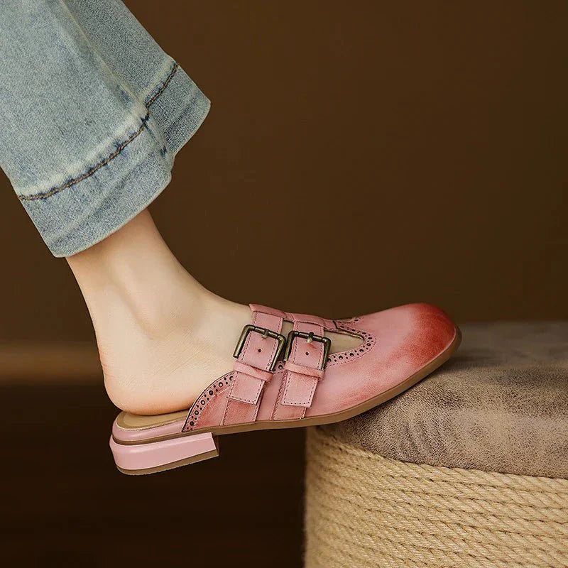 Theodora Mule Heels | Soft Leather, Comfortable Block Heel