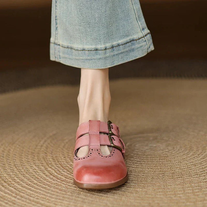 Theodora Mule Heels | Soft Leather, Comfortable Block Heel