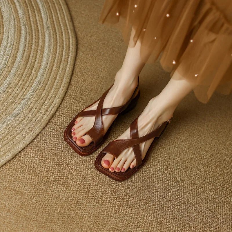 Ivy Cross Sandals | Italian Leather, Orthopedic Cushioned Footbed