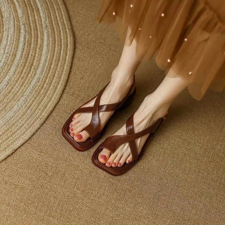 Ivy Cross Sandals | Italian Leather, Orthopedic Cushioned Footbed