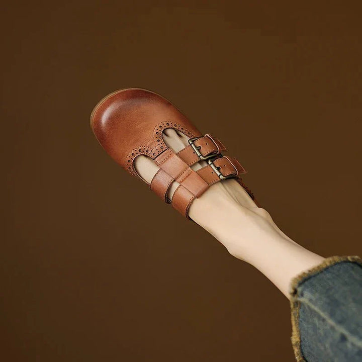 Theodora Mule Heels | Soft Leather, Comfortable Block Heel