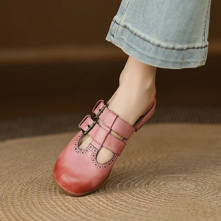 Theodora Mule Heels | Soft Leather, Comfortable Block Heel