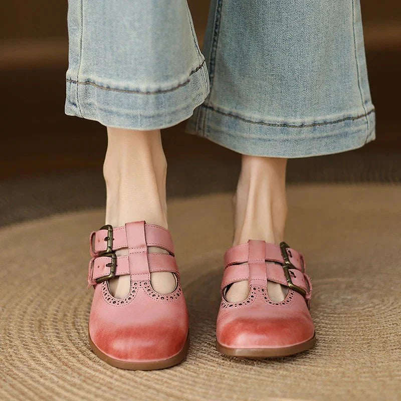 Theodora Mule Heels | Soft Leather, Comfortable Block Heel