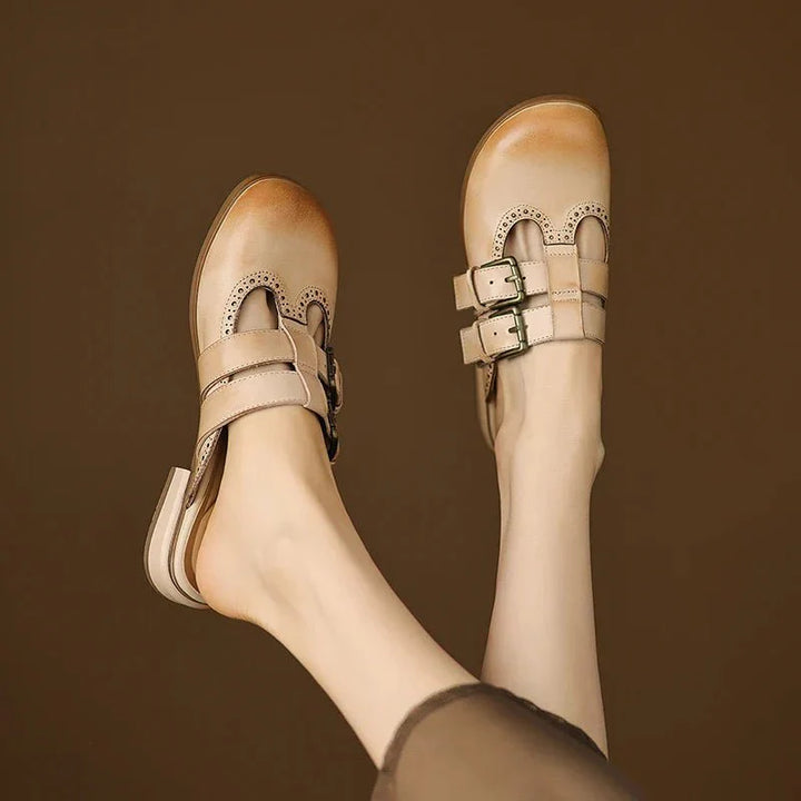 Theodora Mule Heels | Soft Leather, Comfortable Block Heel