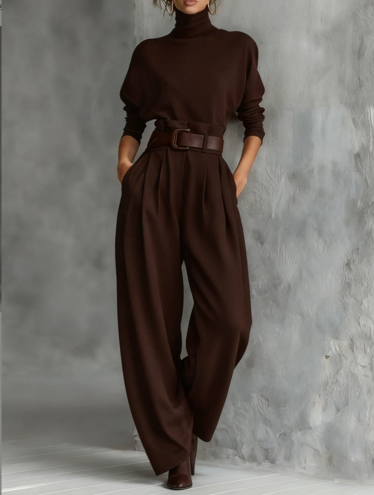 Fleur | Set with a Turtleneck Sweater and Straight-Leg Pants
