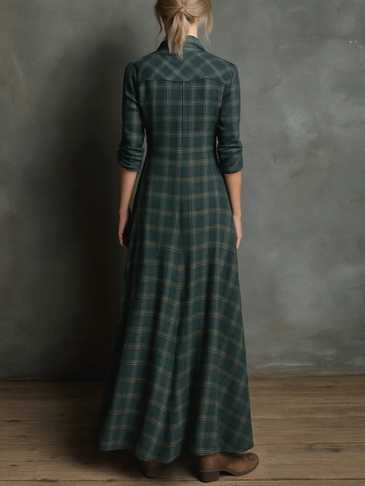 Valérie™ Plaid Maxi Shirt Dress | Timeless Charm, Effortlessly Elegant