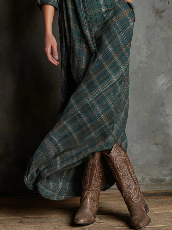 Valérie™ Plaid Maxi Shirt Dress | Timeless Charm, Effortlessly Elegant