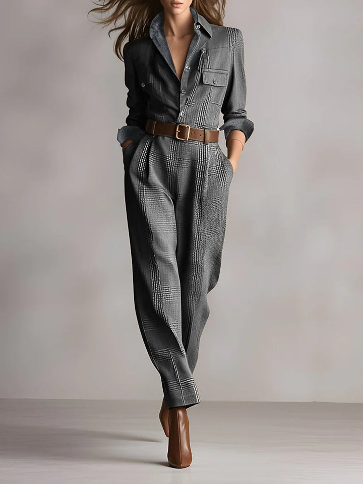 Anna | Elegant Monochrome Plaid Ensemble
