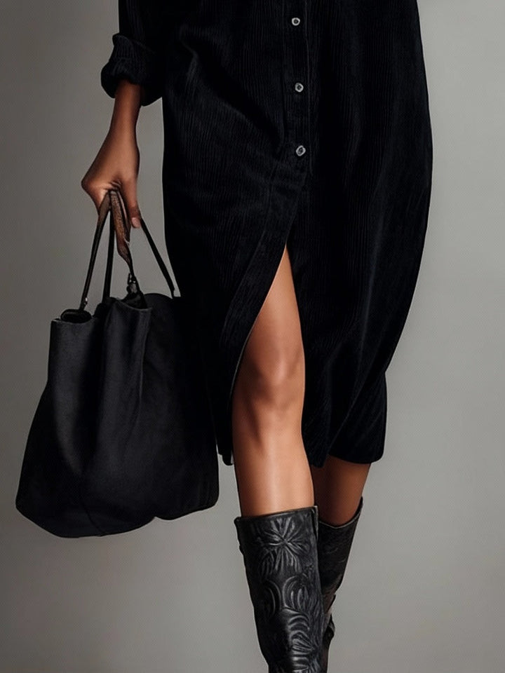 Marielle™ Corduroy Shirt Dress | Relaxed Elegance for Every Day