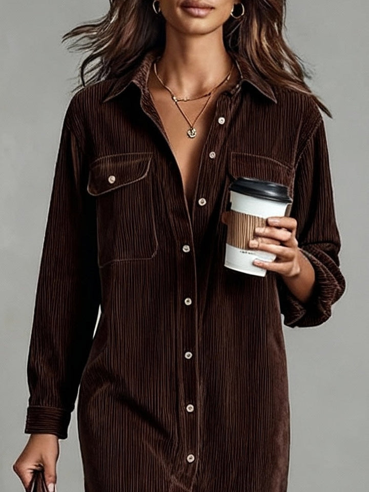 Marielle™ Corduroy Shirt Dress | Relaxed Elegance for Every Day