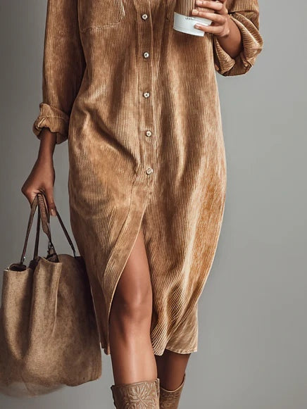 Marielle™ Corduroy Shirt Dress | Relaxed Elegance for Every Day