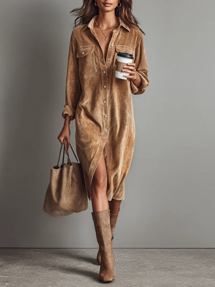 Marielle™ Corduroy Shirt Dress | Relaxed Elegance for Every Day