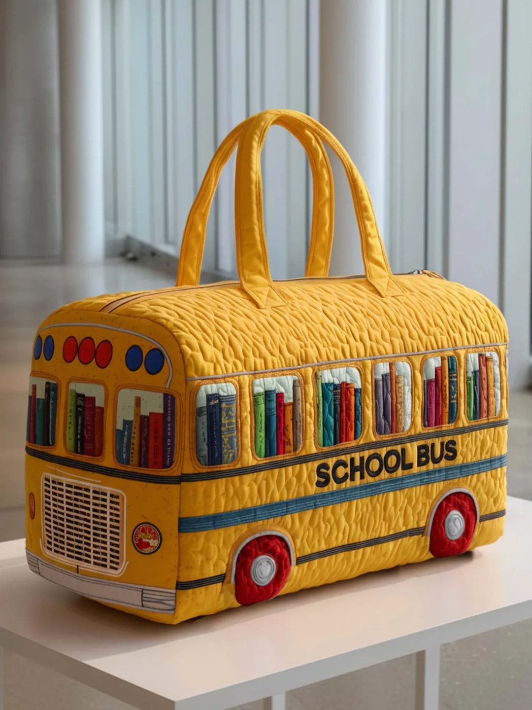 Yellow Bus Quilted Duffle Bag