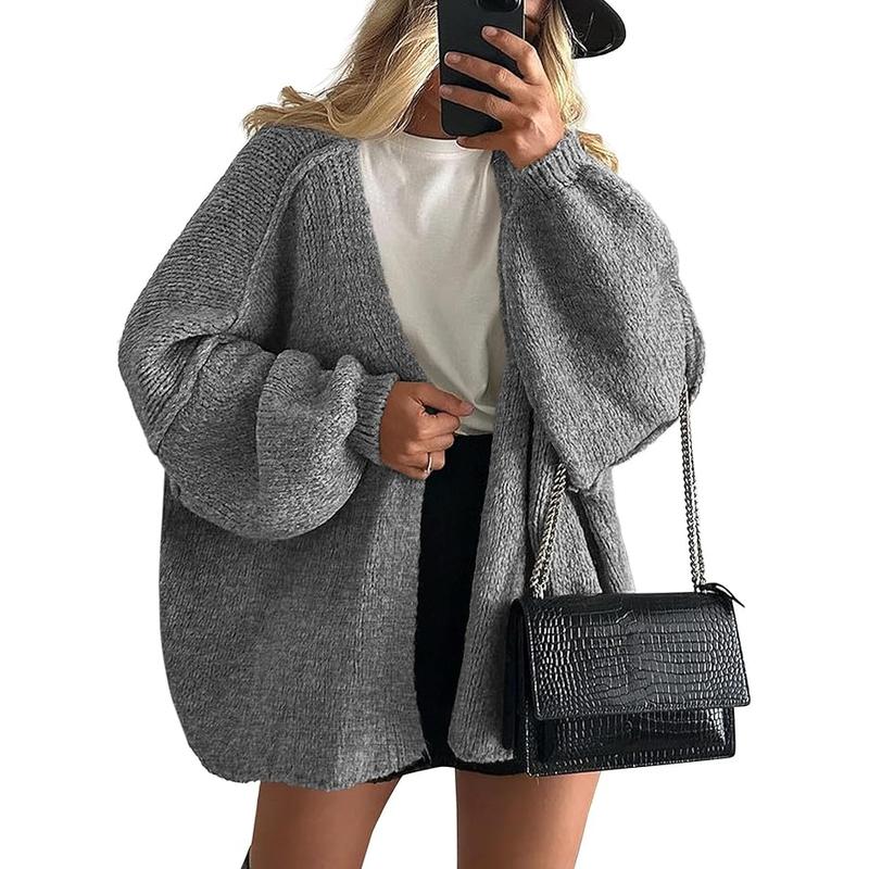 VERONIKA - Oversized Fit Lantern Sleeve Autumn Knit Cardigan