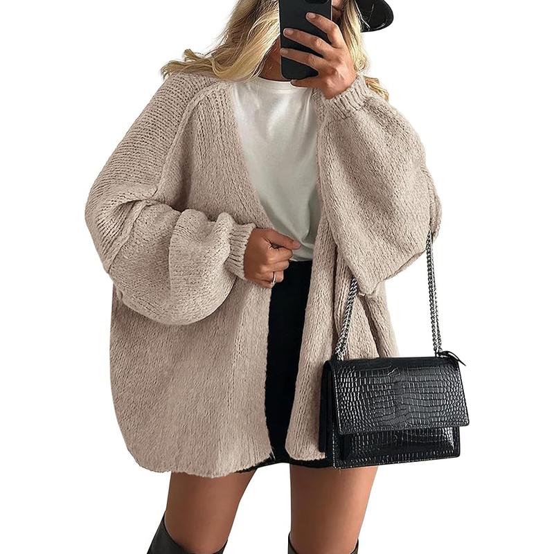 VERONIKA - Oversized Fit Lantern Sleeve Autumn Knit Cardigan