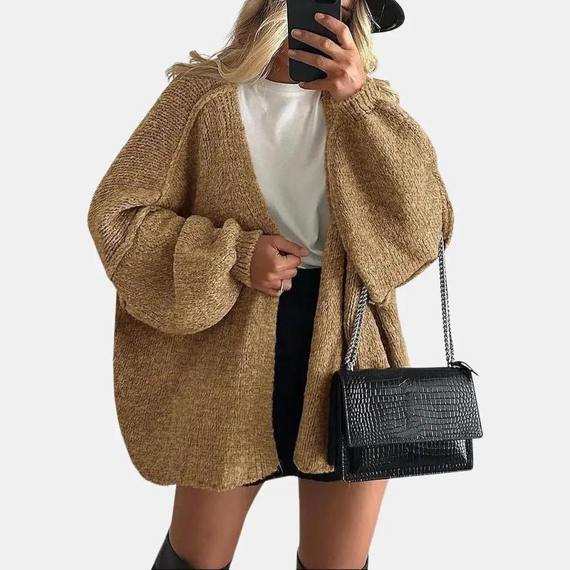 VERONIKA - Oversized Fit Lantern Sleeve Autumn Knit Cardigan