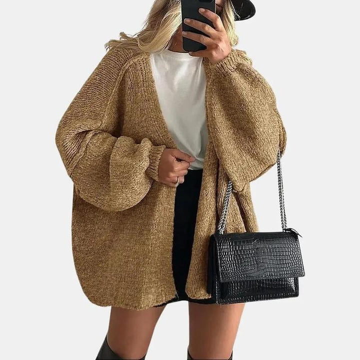 VERONIKA - Oversized Fit Lantern Sleeve Autumn Knit Cardigan