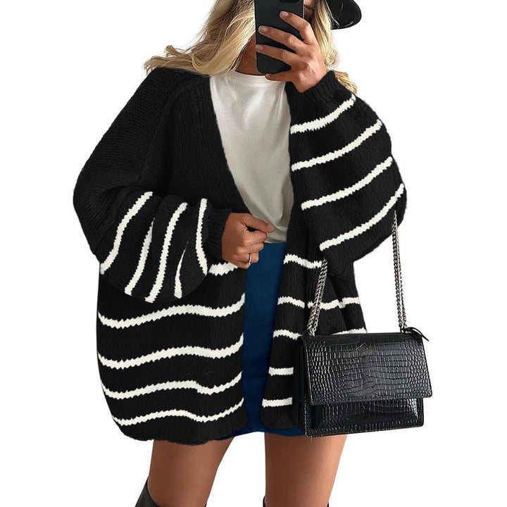 VERONIKA - Oversized Fit Lantern Sleeve Autumn Knit Cardigan