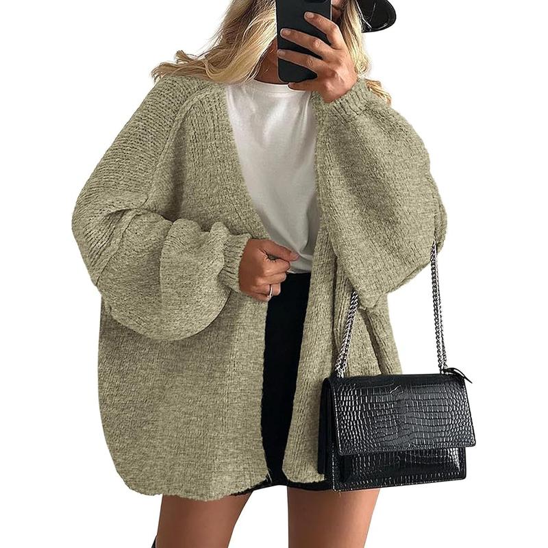 VERONIKA - Oversized Fit Lantern Sleeve Autumn Knit Cardigan