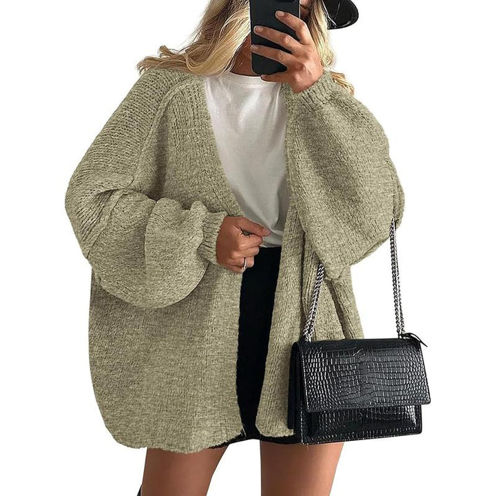 VERONIKA - Oversized Fit Lantern Sleeve Autumn Knit Cardigan