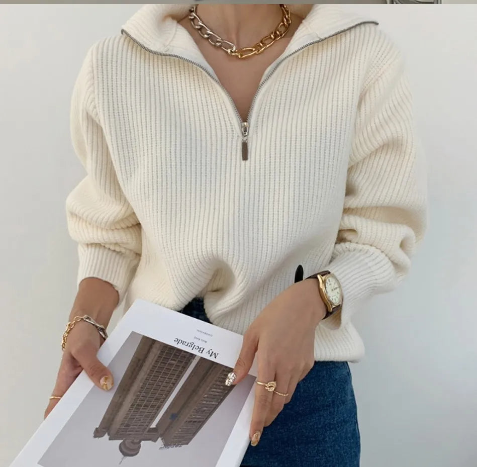 ELODIE - Comfy Half-Zip Sweater