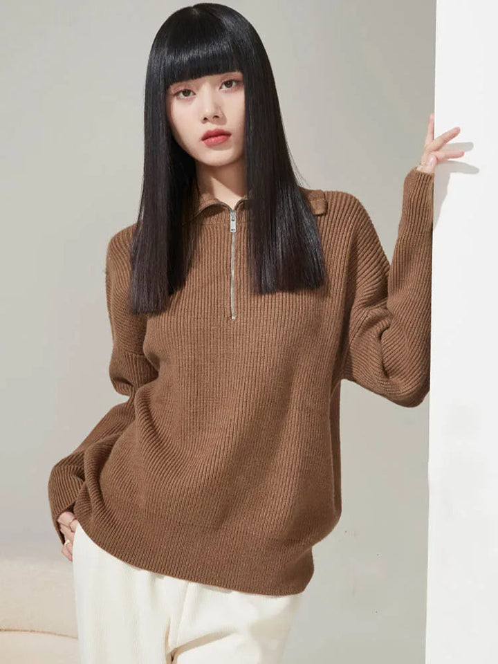ELODIE - Comfy Half-Zip Sweater