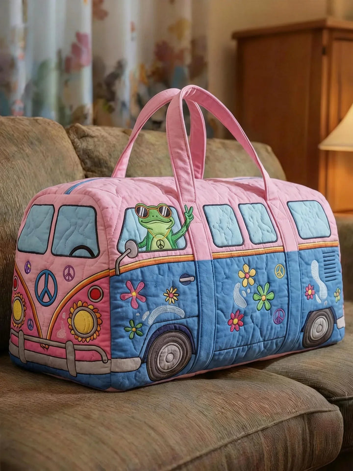 Hippie Frog Quilted Duffle Bag