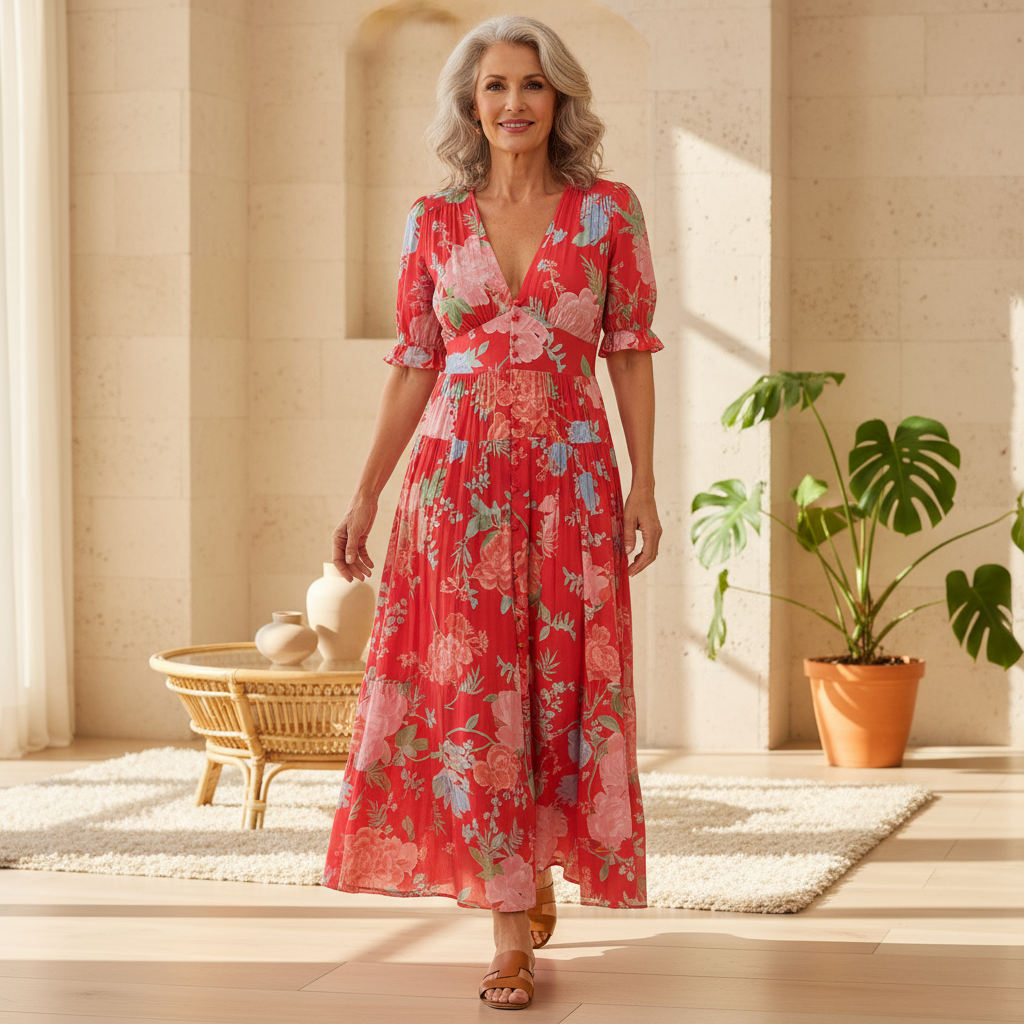 Floriana | Vibrant Bloom Midi Dress