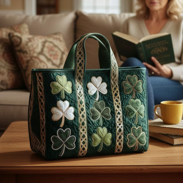 Irish Shamrock Quilted Tote Bag