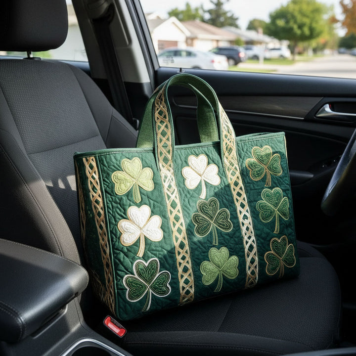 Irish Shamrock Quilted Tote Bag