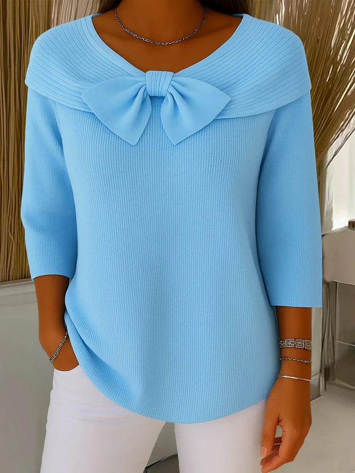 Serenna ? Women's Sweater with Bow and Round Neckline