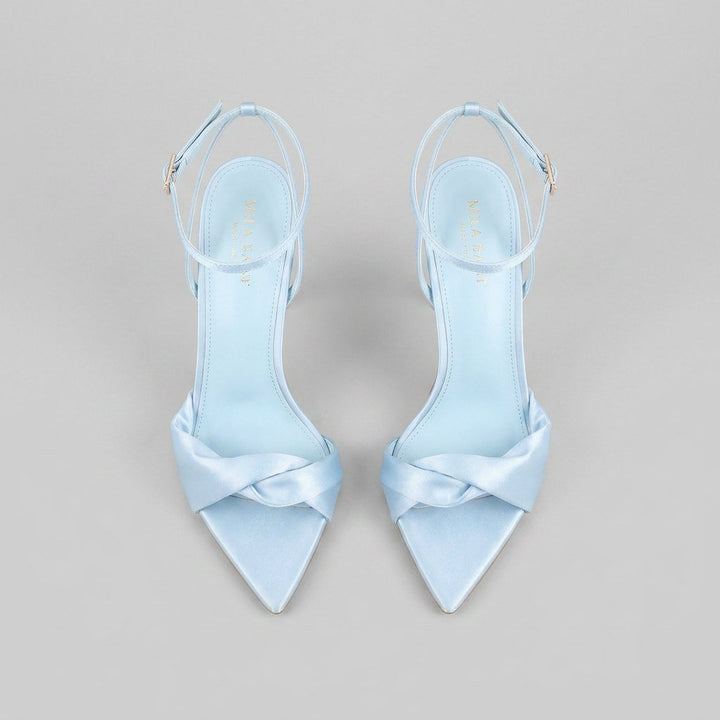 Dahlia | Heeled Sandals Ruched Satin, Elegant Wedding Shoes for Bride