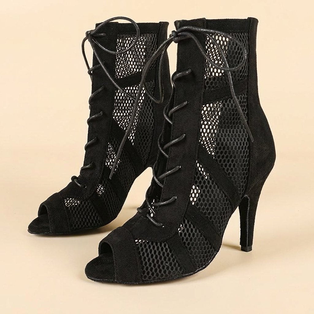 Diva | Dance Boots Customized Mesh Heels, 4-Inch Lace-Up