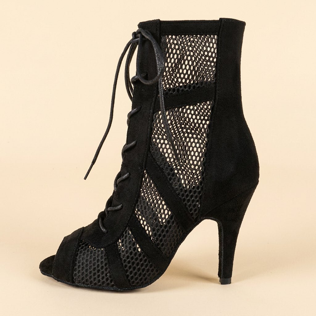 Diva | Dance Boots Customized Mesh Heels, 4-Inch Lace-Up