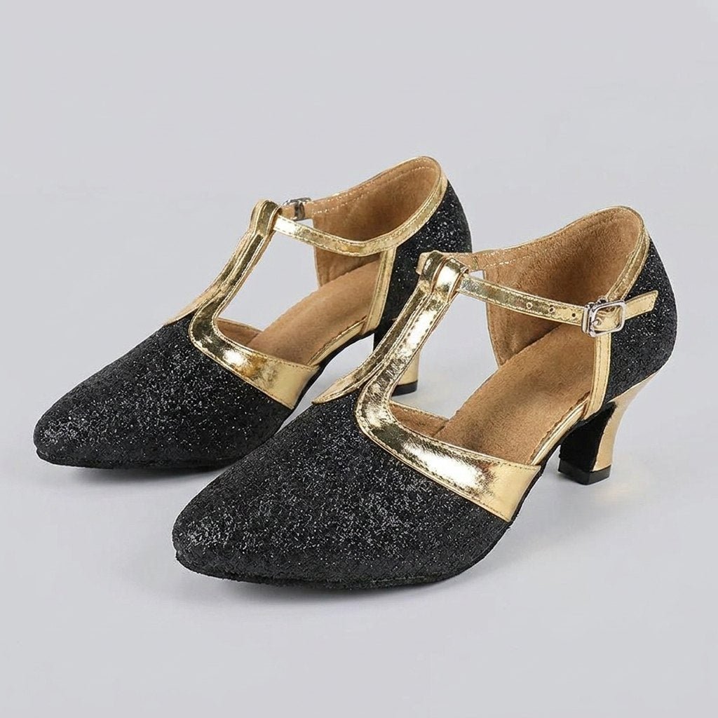 Slee | Luxe T-Strap Dance Heels  Leatherette, Suede Outsole, 3.5cm & 5.5cm Heights